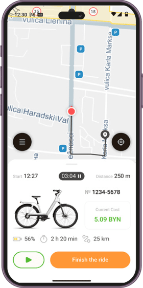 Bike Rental App screen