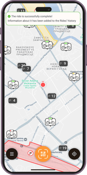 Bike Rental App screen
