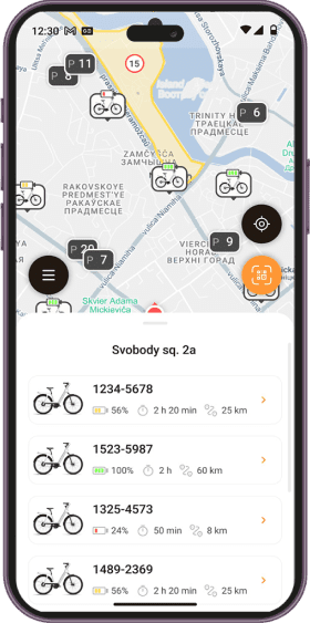 Bike Rental App screen